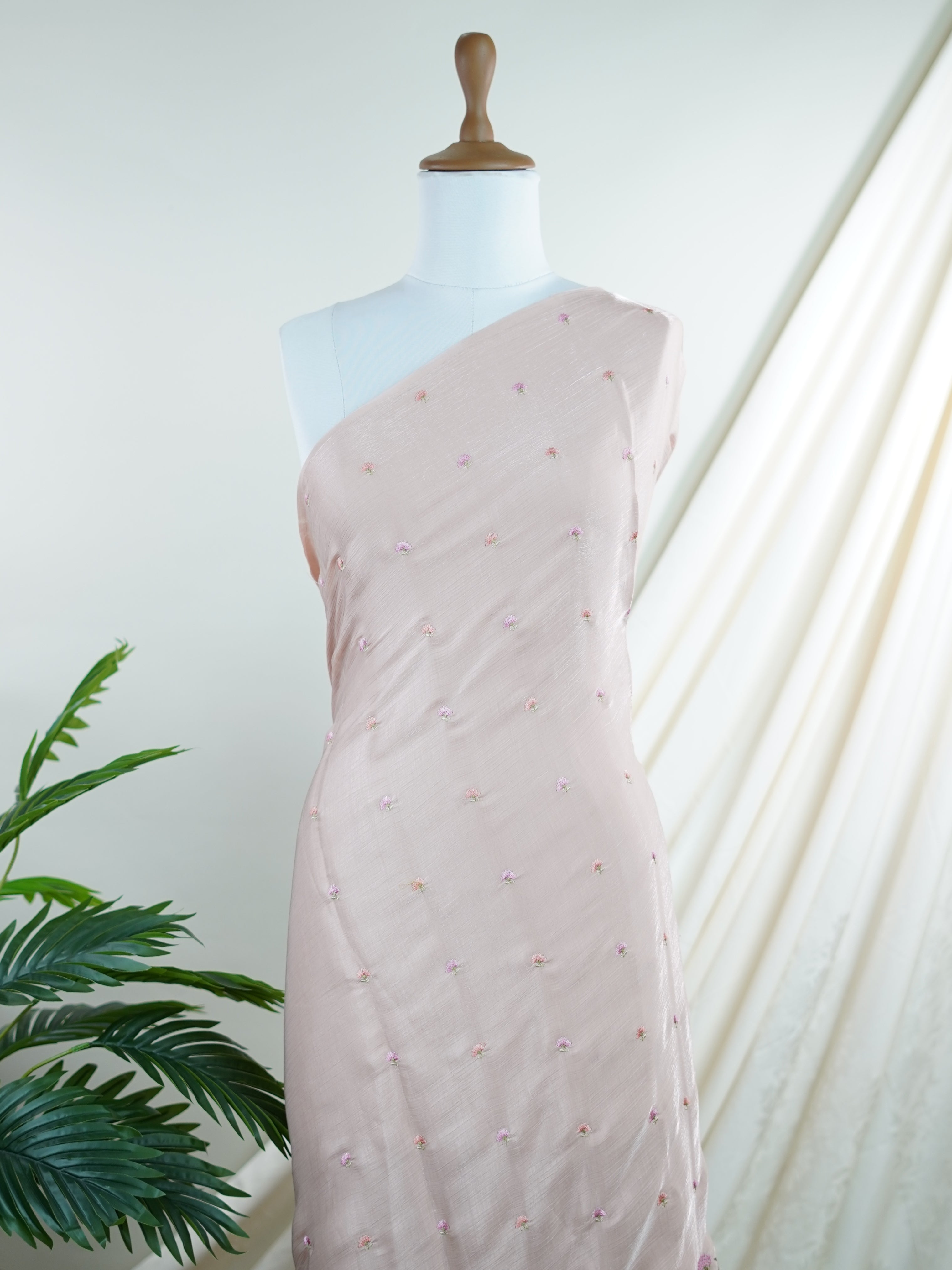 Katan Peach 100% Pure Tissue - Manoranjitham Weaves - Handloom Store