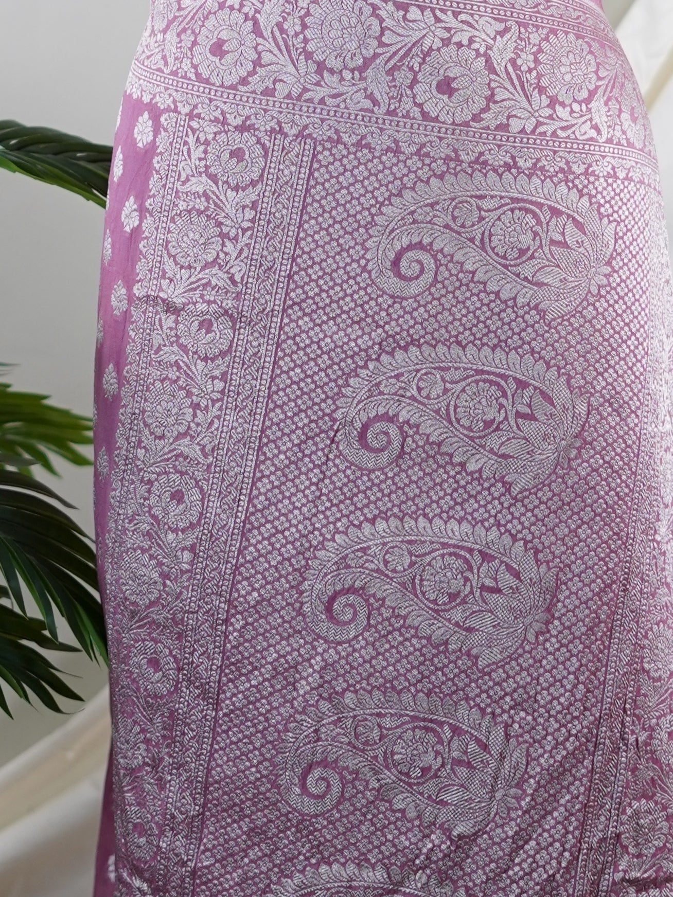 Katan Pink Georgette - Manoranjitham Weaves - Handloom Store