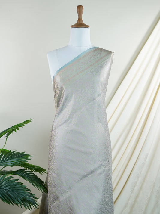 Katan Grey Semi Mushru - Manoranjitham Weaves - Handloom Store