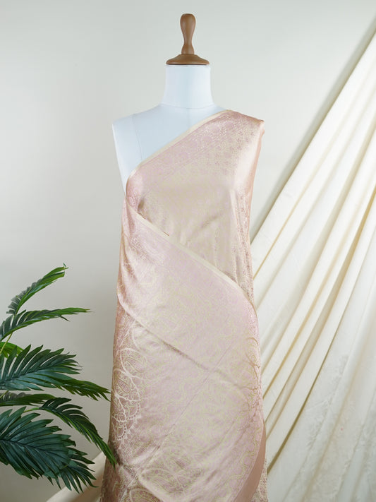 Katan Cream Semi Mushru - Manoranjitham Weaves - Handloom Store