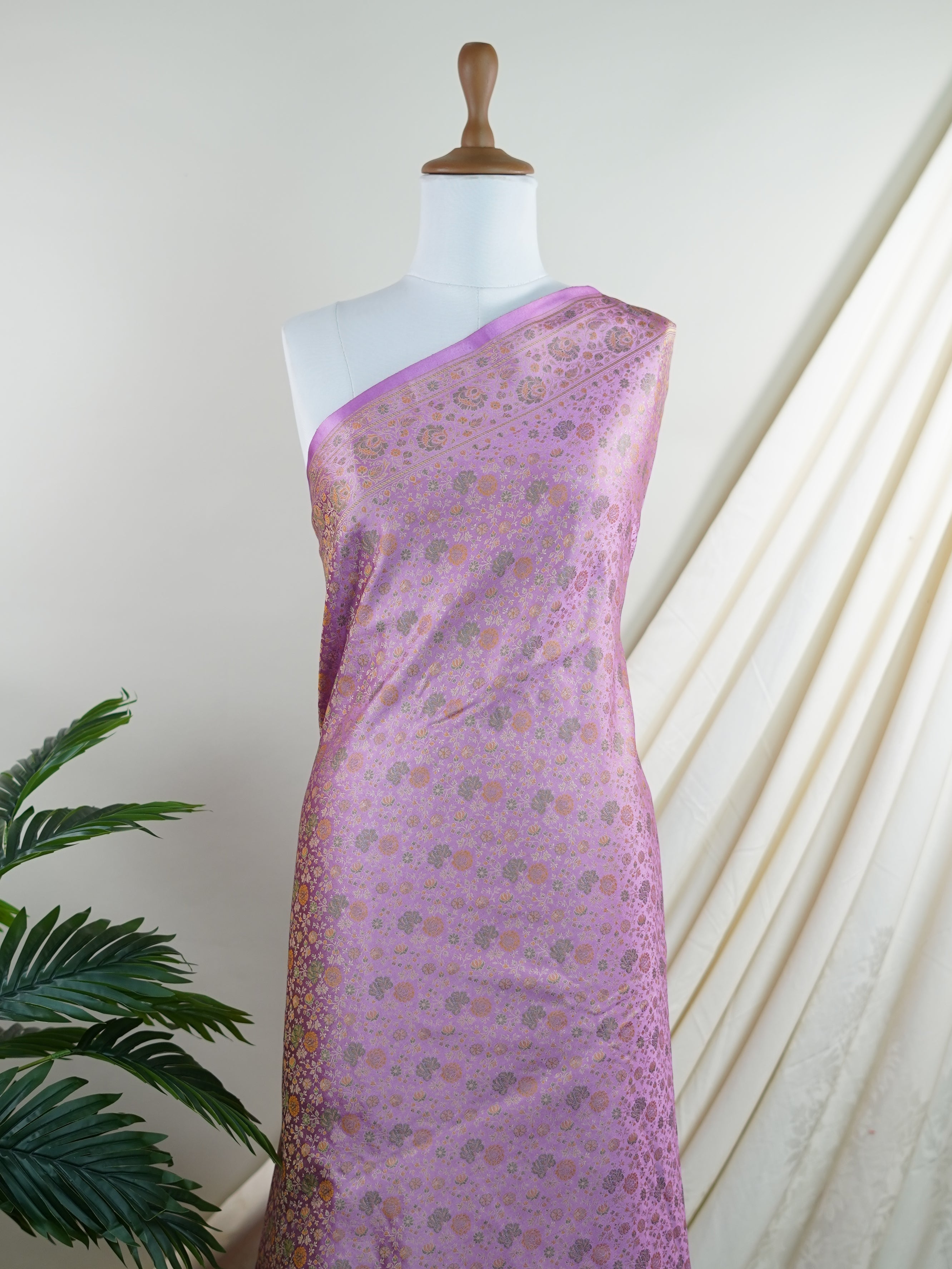 Katan Lavender Semi Mushru - Manoranjitham Weaves - Handloom Store