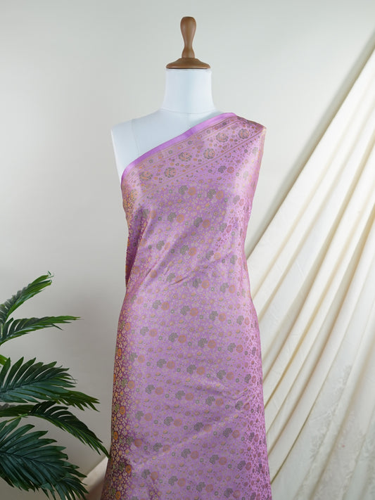 Katan Lavender Semi Mushru - Manoranjitham Weaves - Handloom Store