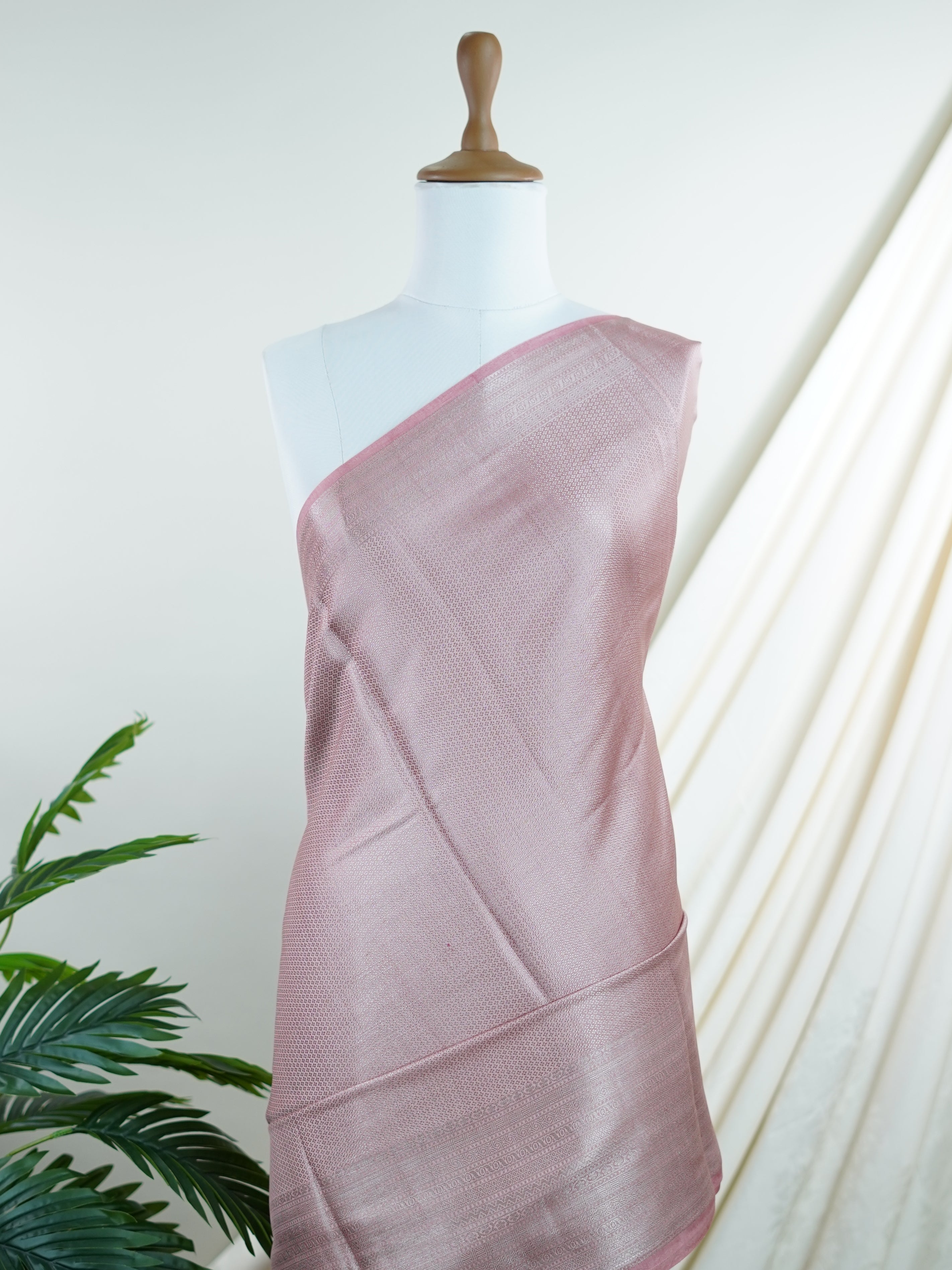 Chiniya Silk Peach 100% Pure Katan Soft Silk - Manoranjitham Weaves - Handloom Store