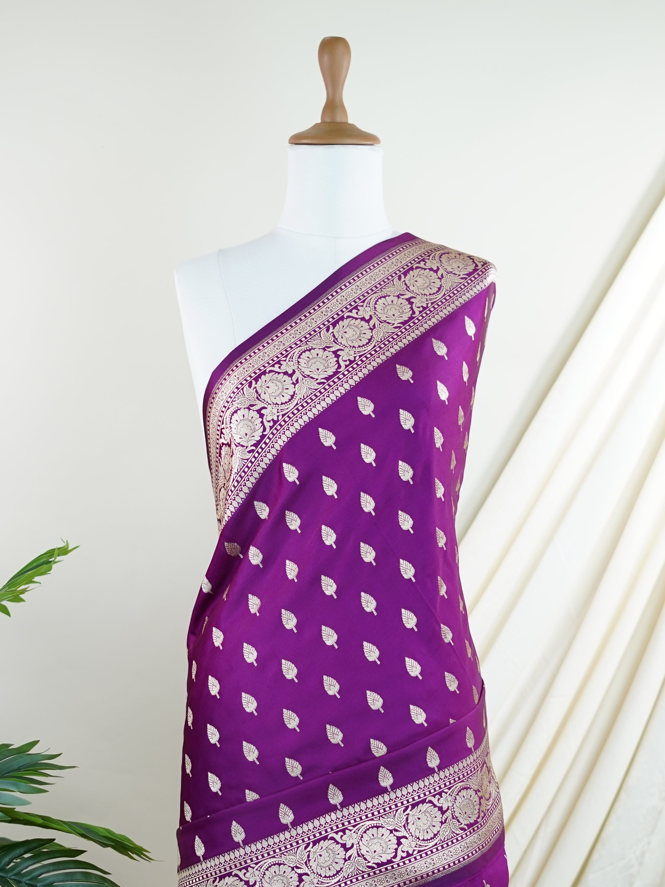 Semi Silk Violet Katan Semi Silk - Manoranjitham Weaves - Handloom Store