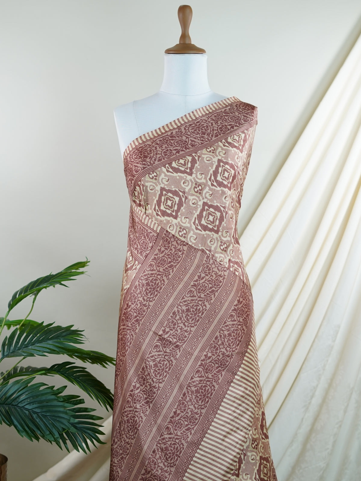 Satin Salmon Semi Mushru - Manoranjitham Weaves - Handloom Store
