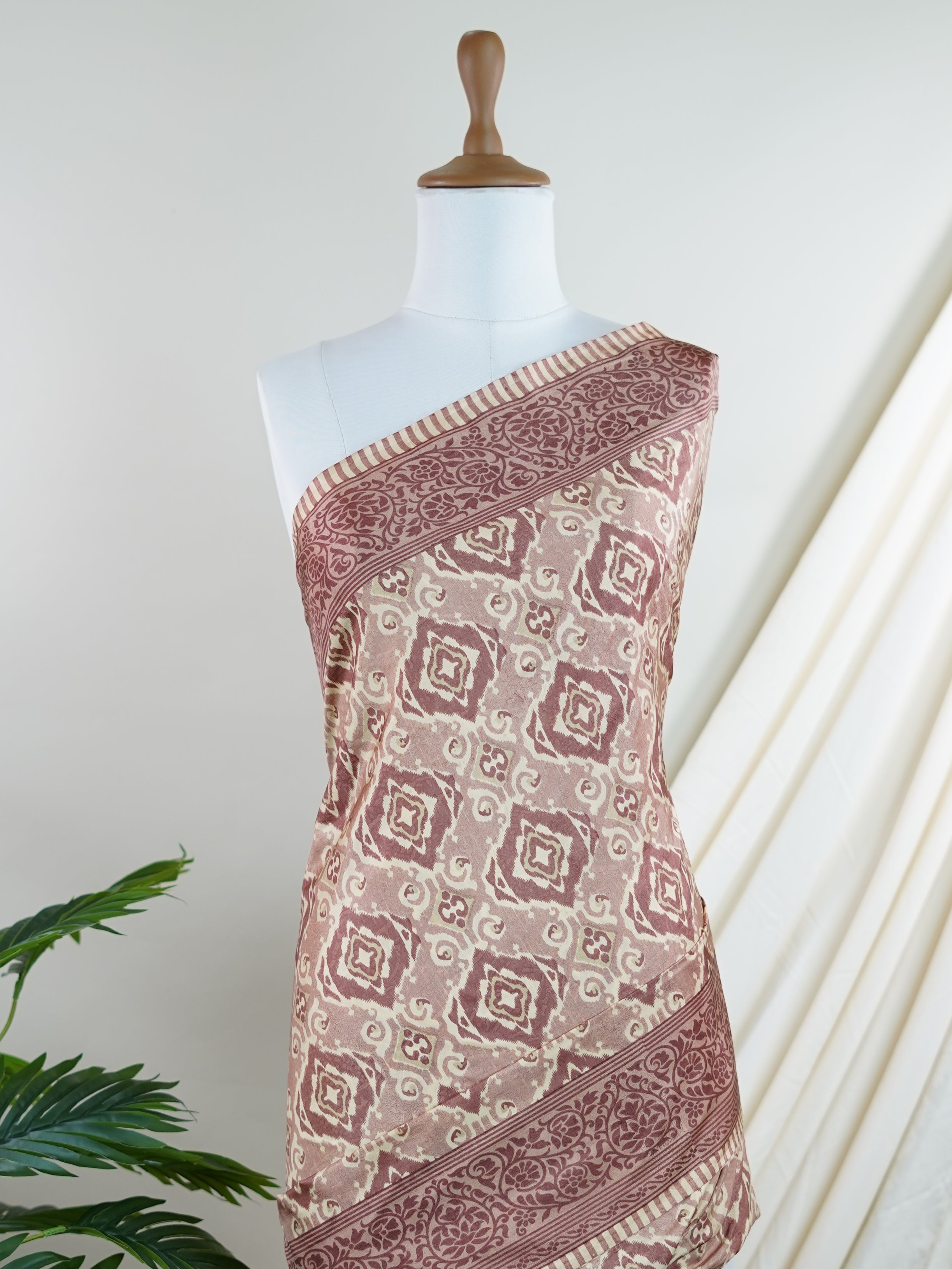 Satin Salmon Semi Mushru - Manoranjitham Weaves - Handloom Store