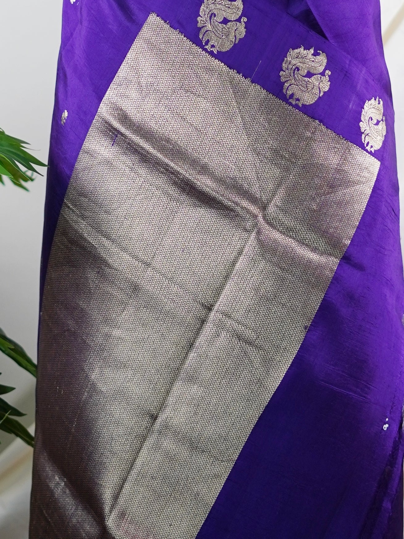 Katan Purple 100% Pure Silk  - Manoranjitham Weaves - Handloom Store