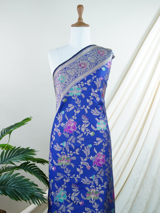 Katan Ink Blue Katan Semi Silk - Manoranjitham Weaves - Handloom Store