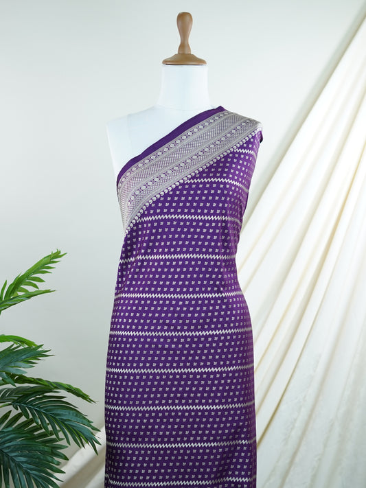 Katan Purple Katan Semi Silk - Manoranjitham Weaves - Handloom Store