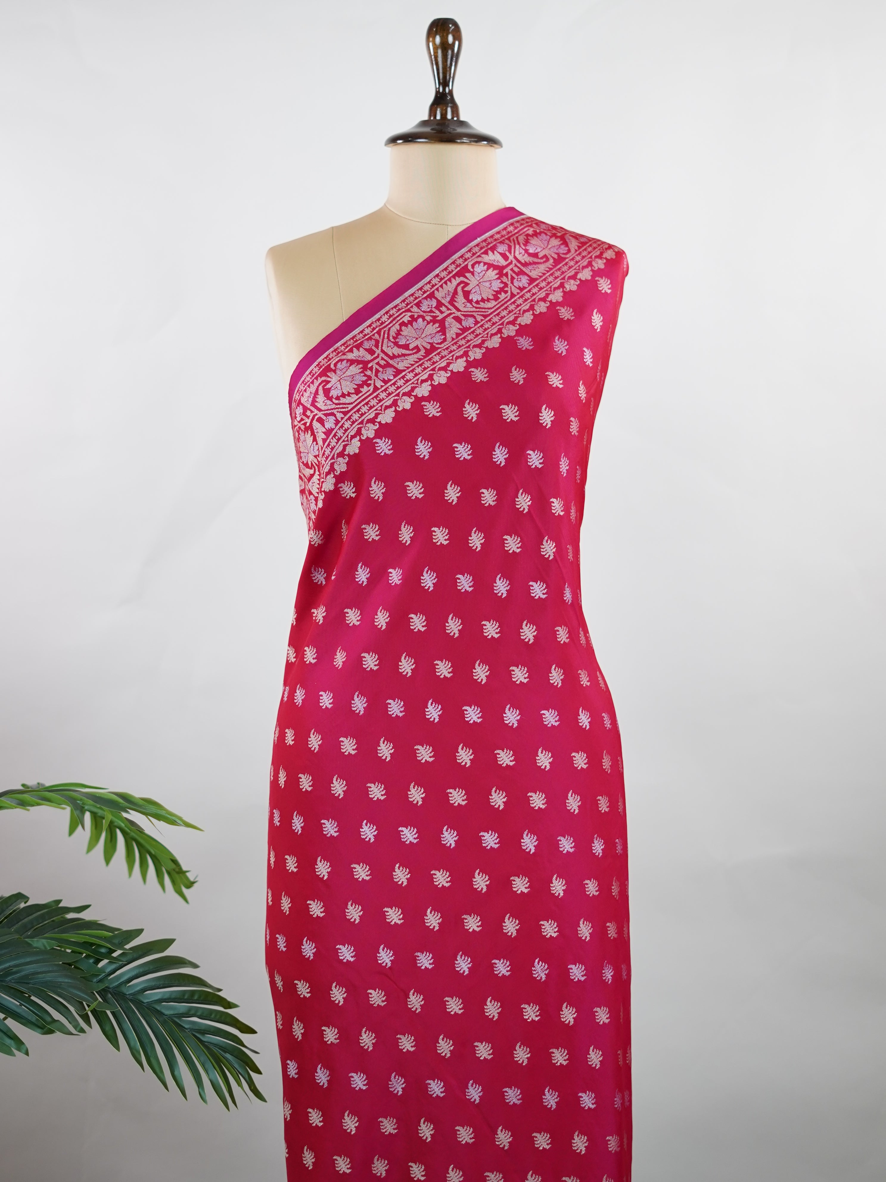 Katan Woven in Varanasi, this Katan semi silk saree features delicate buttis scattered across its smooth, lustrous body. The weave balances tradition and ease, offering the richness of silk with a lighter touch. A graceful choice for both festive mornings and elegant evenings. #KatanSilkSaree #VaranasiWeaves #ButtiBeauty #SemiSilkElegance #HandloomHeritage Aishwarya - Semi Silk Saree | Woven Buttas - Manoranjitham Weaves - Handloom Store