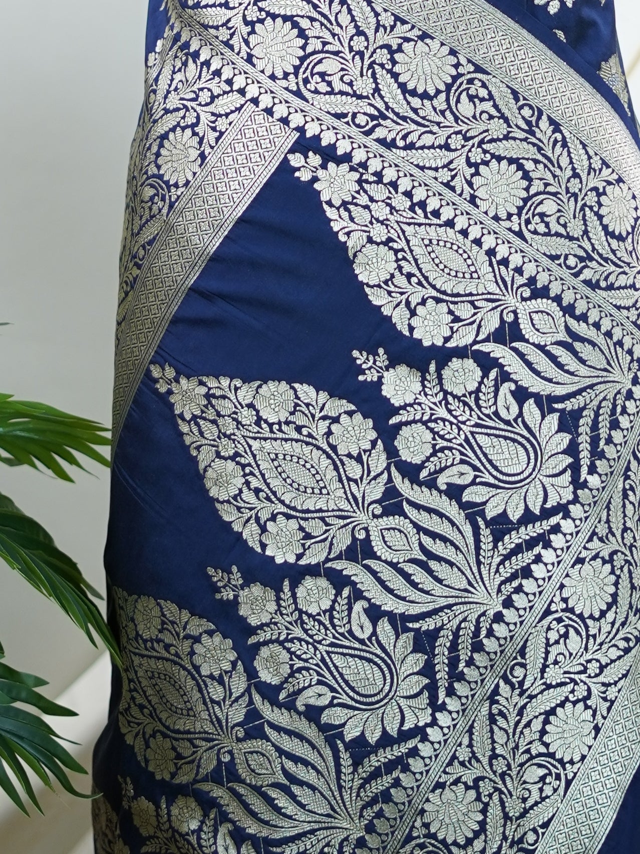 Katan Blue Katan Semi Silk - Manoranjitham Weaves - Handloom Store