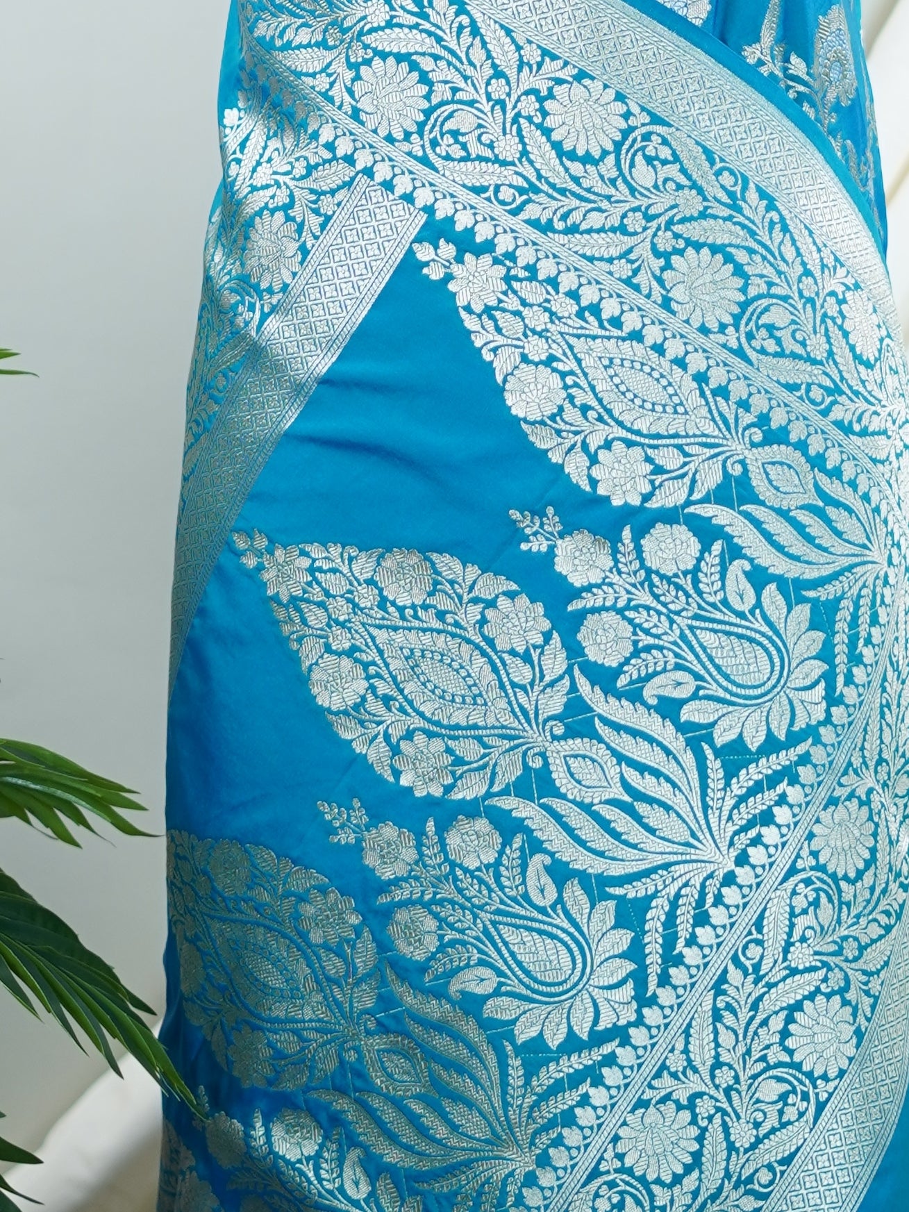 Katan Blue Katan Semi Silk - Manoranjitham Weaves - Handloom Store