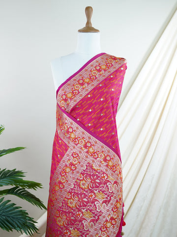 Katan In shades of pink upon pink, this semi Katan silk saree from Varanasi is adorned with striking geometric motifs. The structured weave pairs beautifully with the softness of silk, creating a look that is both bold and refined. A perfect blend of tradition and modern design.br
#SemiKatanSilk #GeometricElegance #PinkSareeLove #VaranasiWeaves #HandloomSaree #ModernTradition #SilkStories #Manoranjitham Bhargavi - Semi Silk Saree | Nan Zari Work | Handwoven - Manoranjitham Weaves - Handloom Store