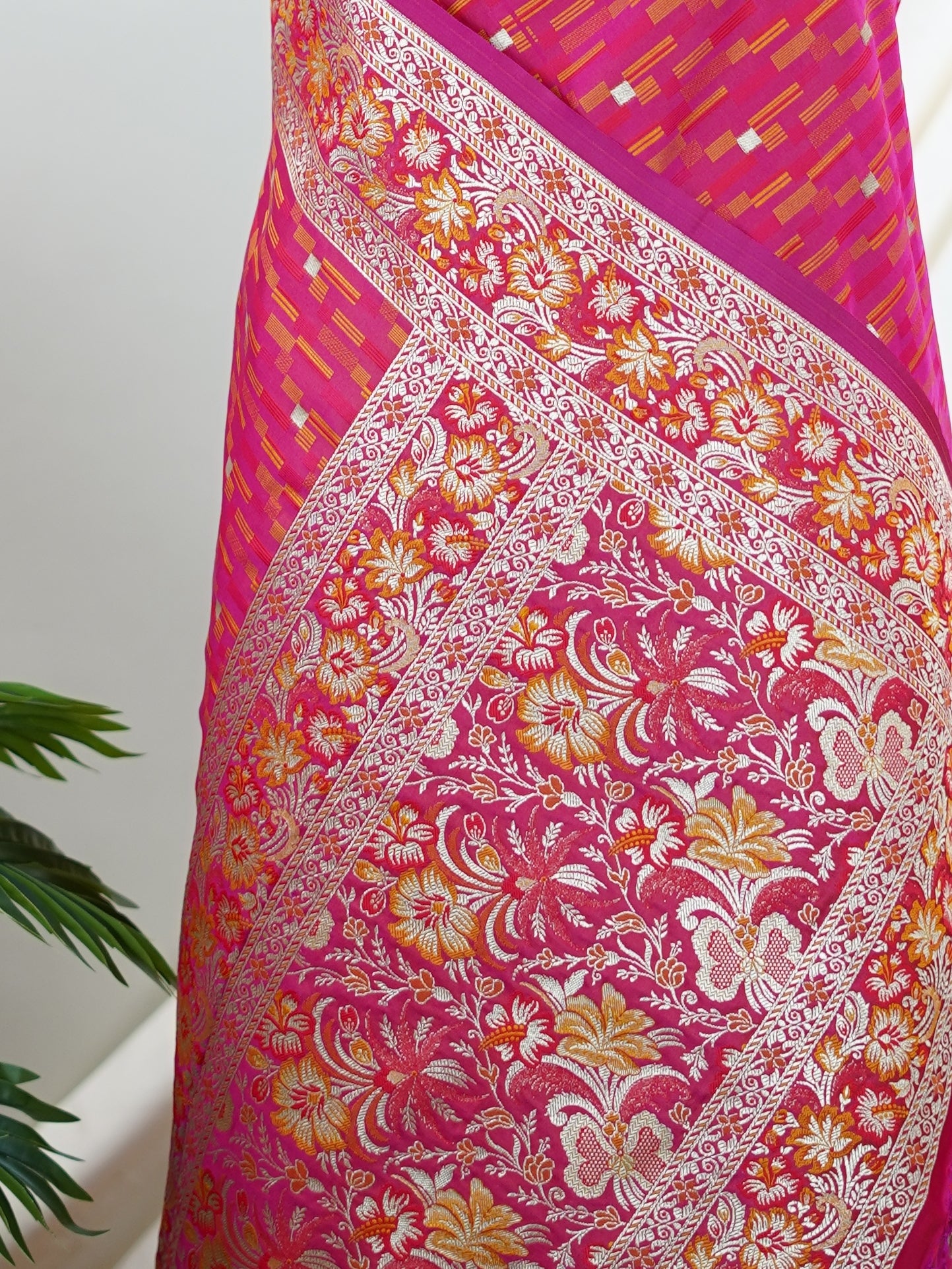 Katan Pink Semi Katan Silk - Manoranjitham Weaves - Handloom Store
