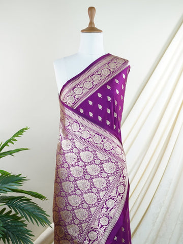 Semi Silk Woven in Varanasi, this Katan semi silk saree features delicate buttis scattered across its smooth, lustrous body. The weave balances tradition and ease, offering the richness of silk with a lighter touch. A graceful choice for both festive mornings and elegant evenings. #KatanSilkSaree #VaranasiWeaves #ButtiBeauty #SemiSilkElegance #HandloomHeritage Abhaya - Semi Silk Saree | Woven Buttas - Manoranjitham Weaves - Handloom Store