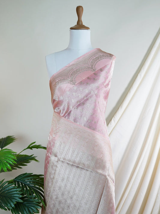 Tissue Pink 100% Pure Tissue - Manoranjitham Weaves - Handloom Store