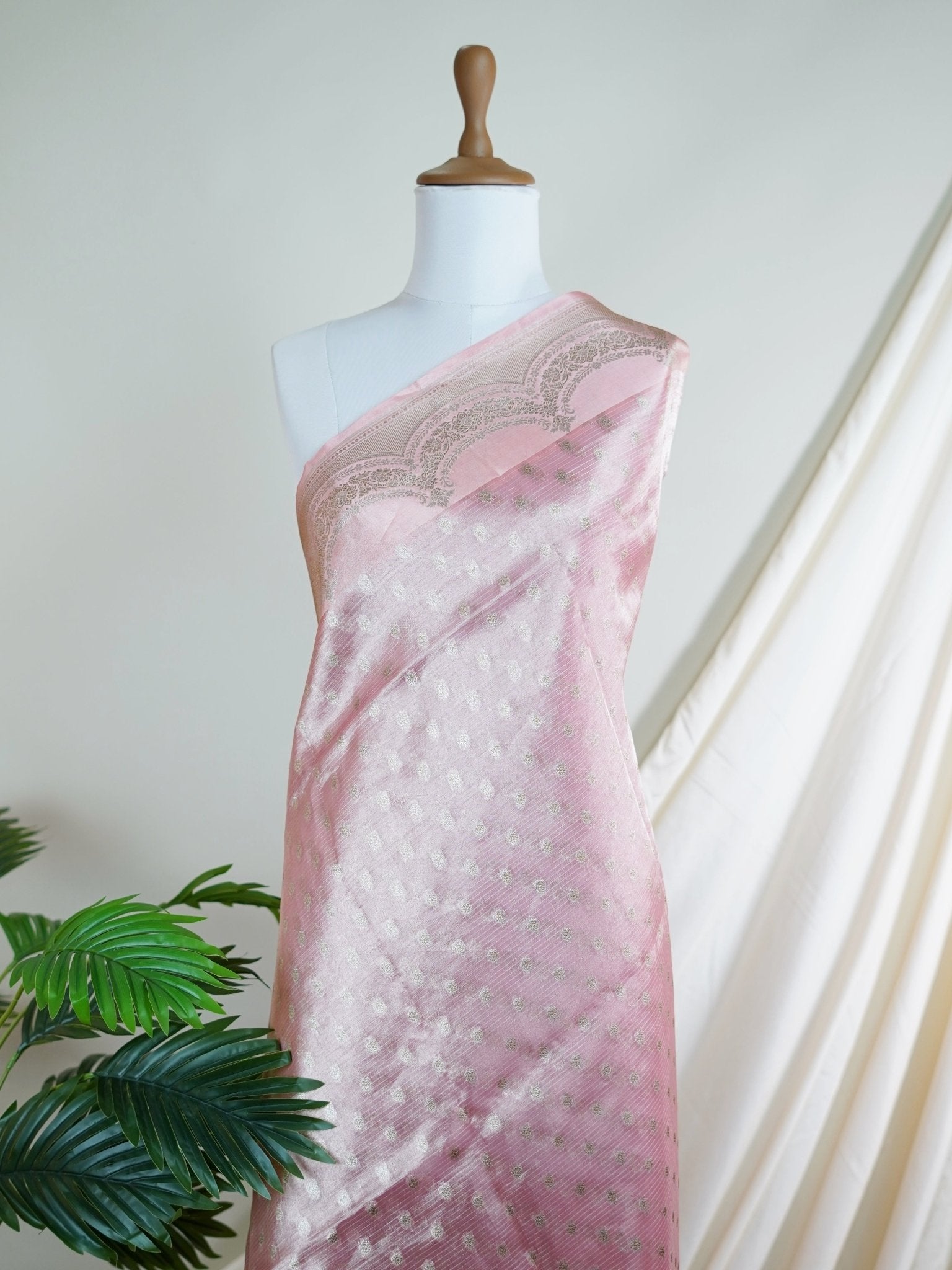 Tissue Pink 100% Pure Tissue - Manoranjitham Weaves - Handloom Store