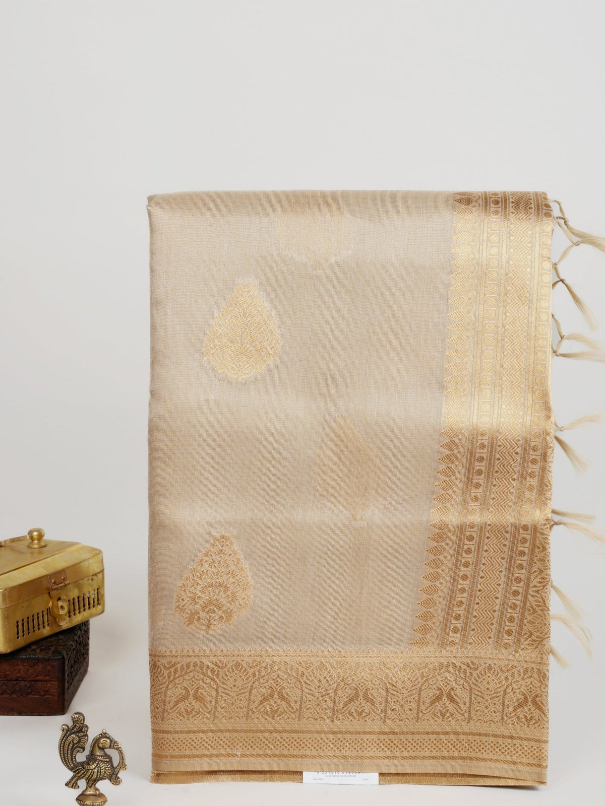 tissue Gold Kora Semi Tissue - Manoranjitham Weaves - Handloom Store