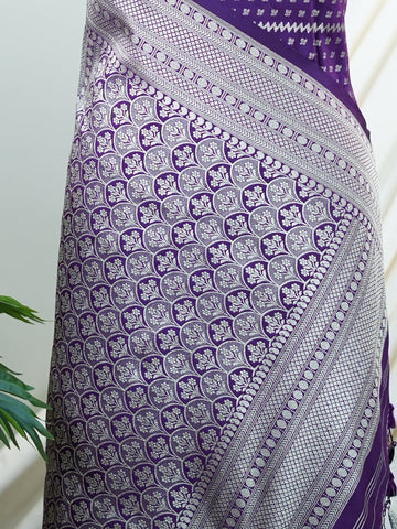 Katan Woven in Varanasi, this Katan semi silk saree features delicate buttis scattered across its smooth, lustrous body. The weave balances tradition and ease, offering the richness of silk with a lighter touch. A graceful choice for both festive mornings and elegant evenings. #KatanSilkSaree #VaranasiWeaves #ButtiBeauty #SemiSilkElegance #HandloomHeritage Achala - Semi Silk Saree | Woven Buttas - Manoranjitham Weaves - Handloom Store