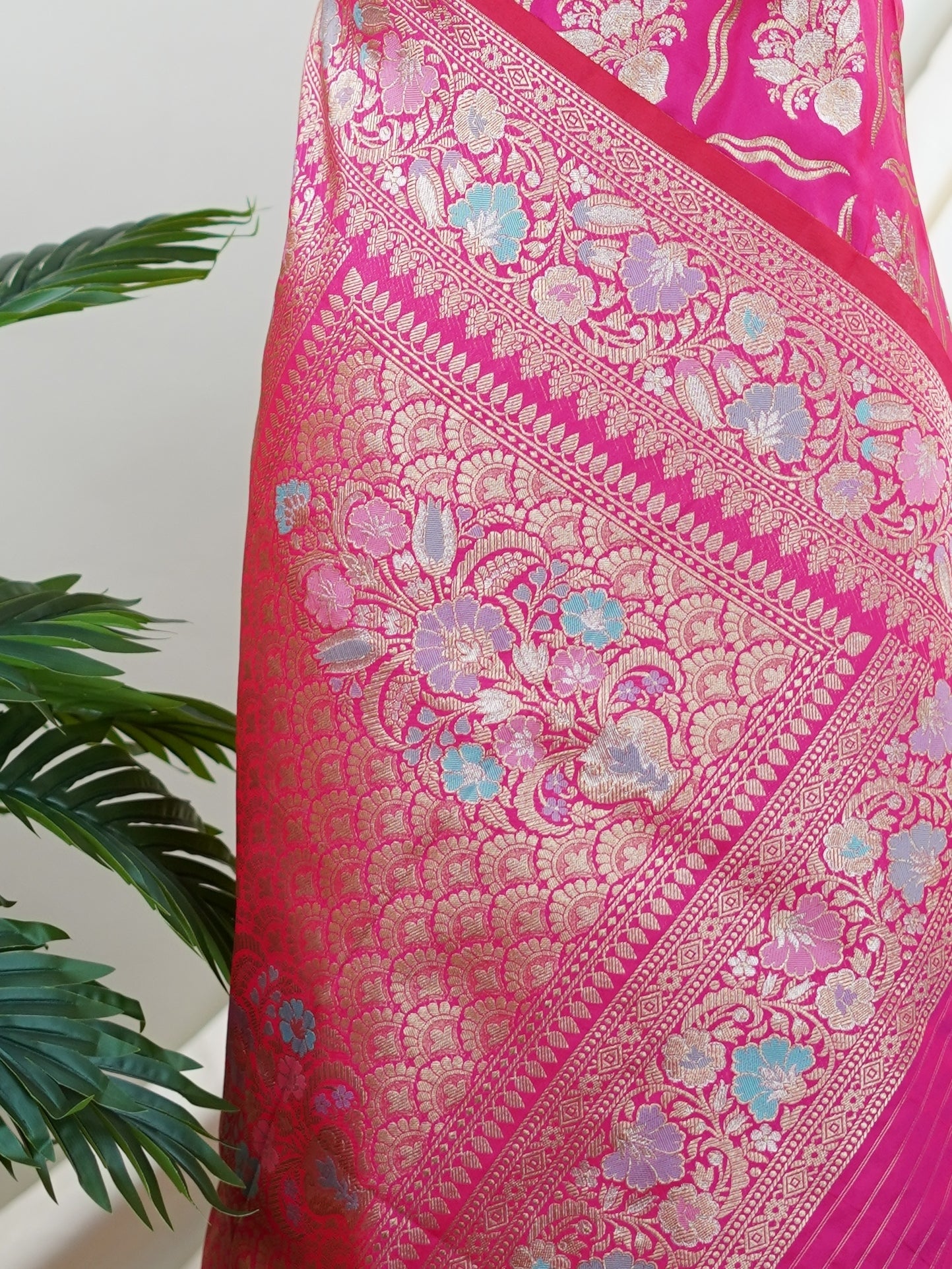 Katan Pink Katan Semi Silk - Manoranjitham Weaves - Handloom Store