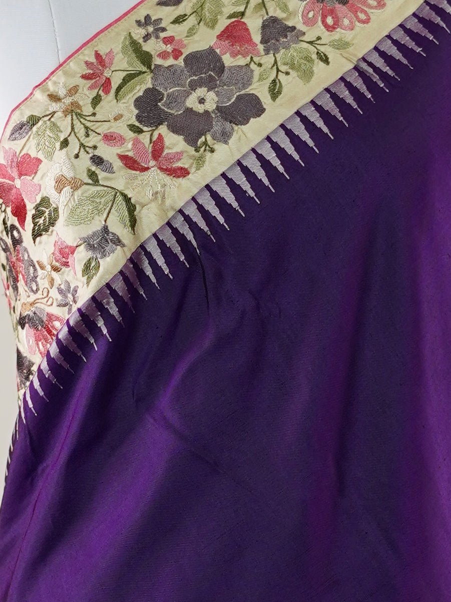 Gadwal Silk Royal Blue 100% Pure Silk  - Manoranjitham Weaves - Handloom Store