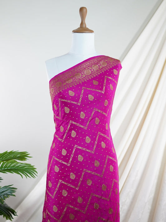 Crepe Pink 100% Pure Crepe - Manoranjitham Weaves - Handloom Store