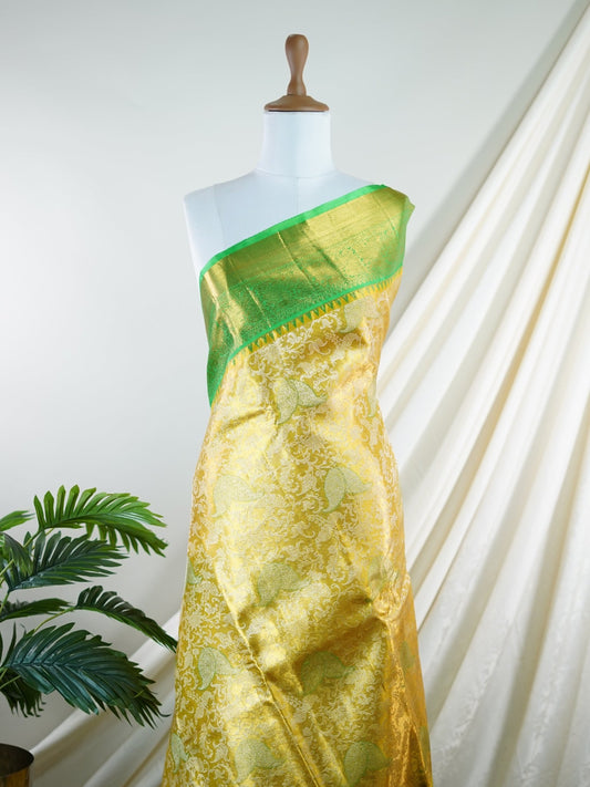 Kanchipuram Silk Green 100% Pure Silk  - Manoranjitham Weaves - Handloom Store