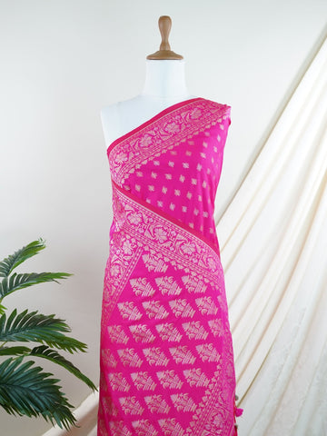 Katan Woven in Varanasi, this Katan semi silk saree features delicate buttis scattered across its smooth, lustrous body. The weave balances tradition and ease, offering the richness of silk with a lighter touch. A graceful choice for both festive mornings and elegant evenings. #KatanSilkSaree #VaranasiWeaves #ButtiBeauty #SemiSilkElegance #HandloomHeritage Archana - Semi Silk Saree | Woven Buttas - Manoranjitham Weaves - Handloom Store