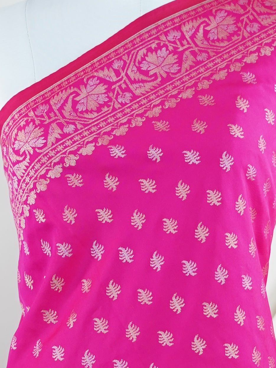 Katan Pink Katan Semi Silk - Manoranjitham Weaves - Handloom Store