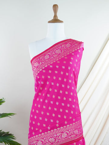 Katan Woven in Varanasi, this Katan semi silk saree features delicate buttis scattered across its smooth, lustrous body. The weave balances tradition and ease, offering the richness of silk with a lighter touch. A graceful choice for both festive mornings and elegant evenings. #KatanSilkSaree #VaranasiWeaves #ButtiBeauty #SemiSilkElegance #HandloomHeritage Archana - Semi Silk Saree | Woven Buttas - Manoranjitham Weaves - Handloom Store