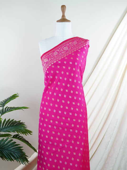 Katan Pink Katan Semi Silk - Manoranjitham Weaves - Handloom Store
