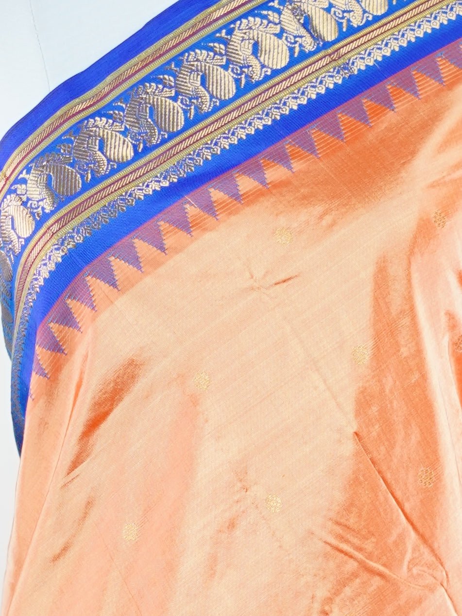Narayanpet Orange 100% Pure Silk  - Manoranjitham Weaves - Handloom Store