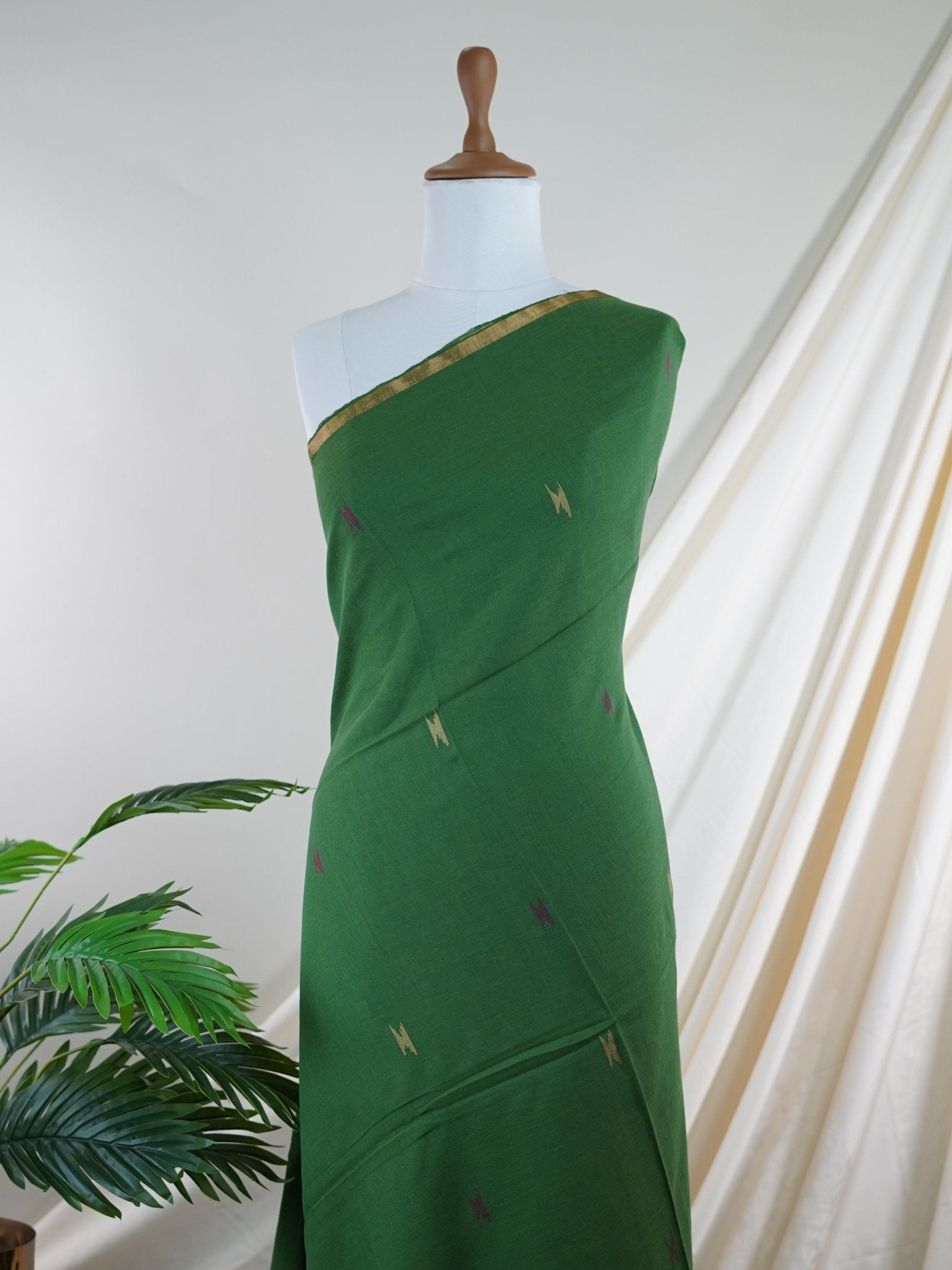 Cotton Green 100% Pure Cotton - Manoranjitham Weaves - Handloom Store