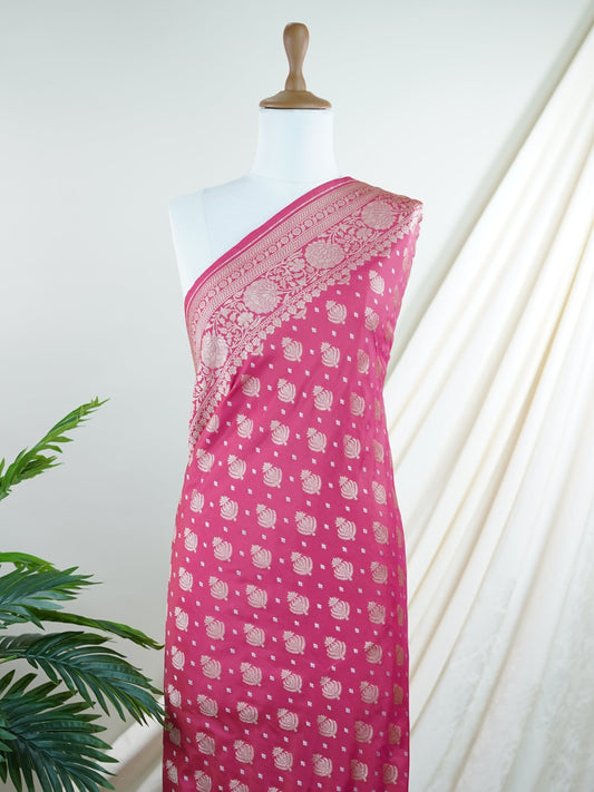 Katan Pink Katan Semi Silk - Manoranjitham Weaves - Handloom Store