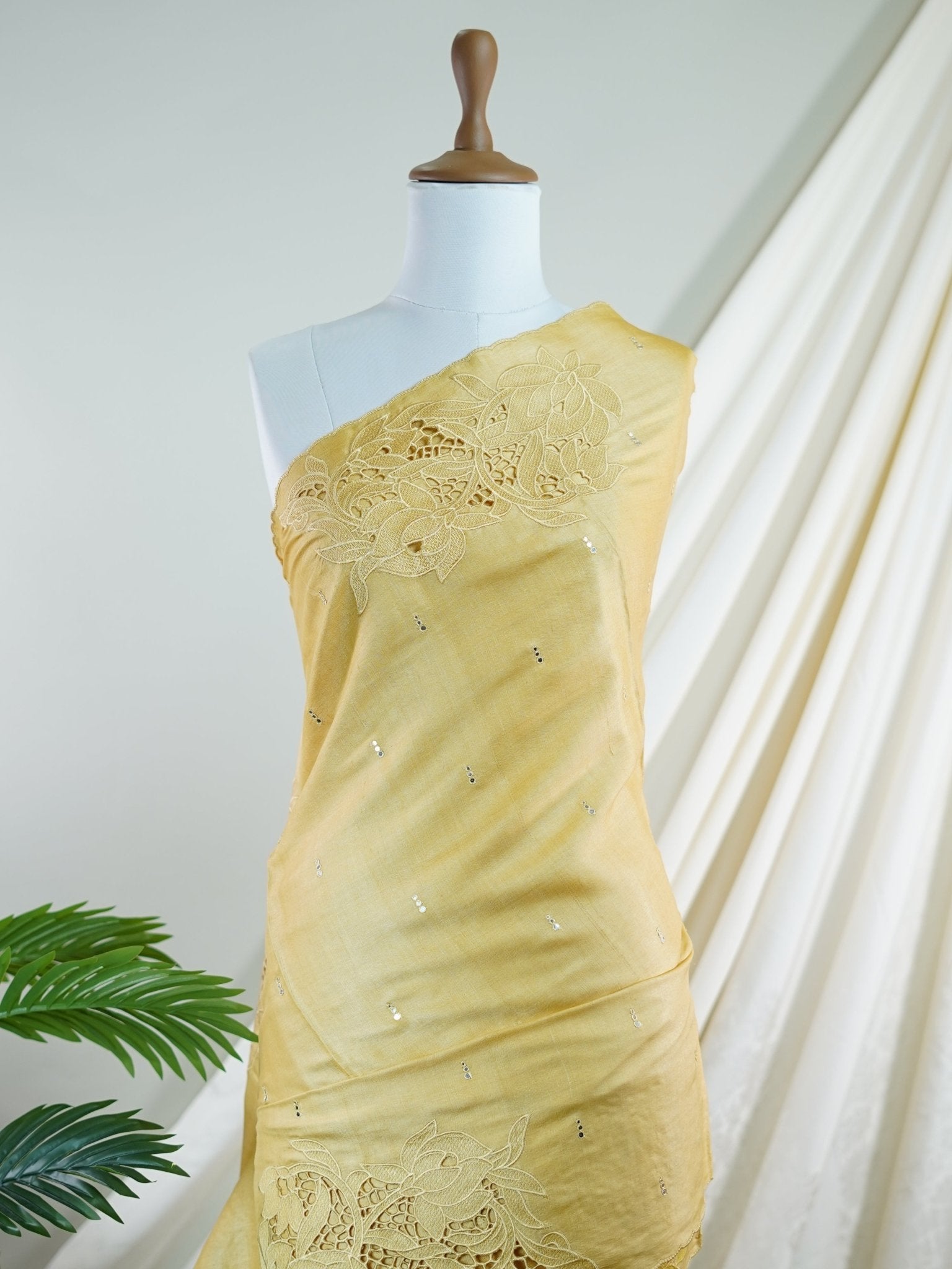 Tussars Yellow 100% Pure Tussar - Manoranjitham Weaves - Handloom Store