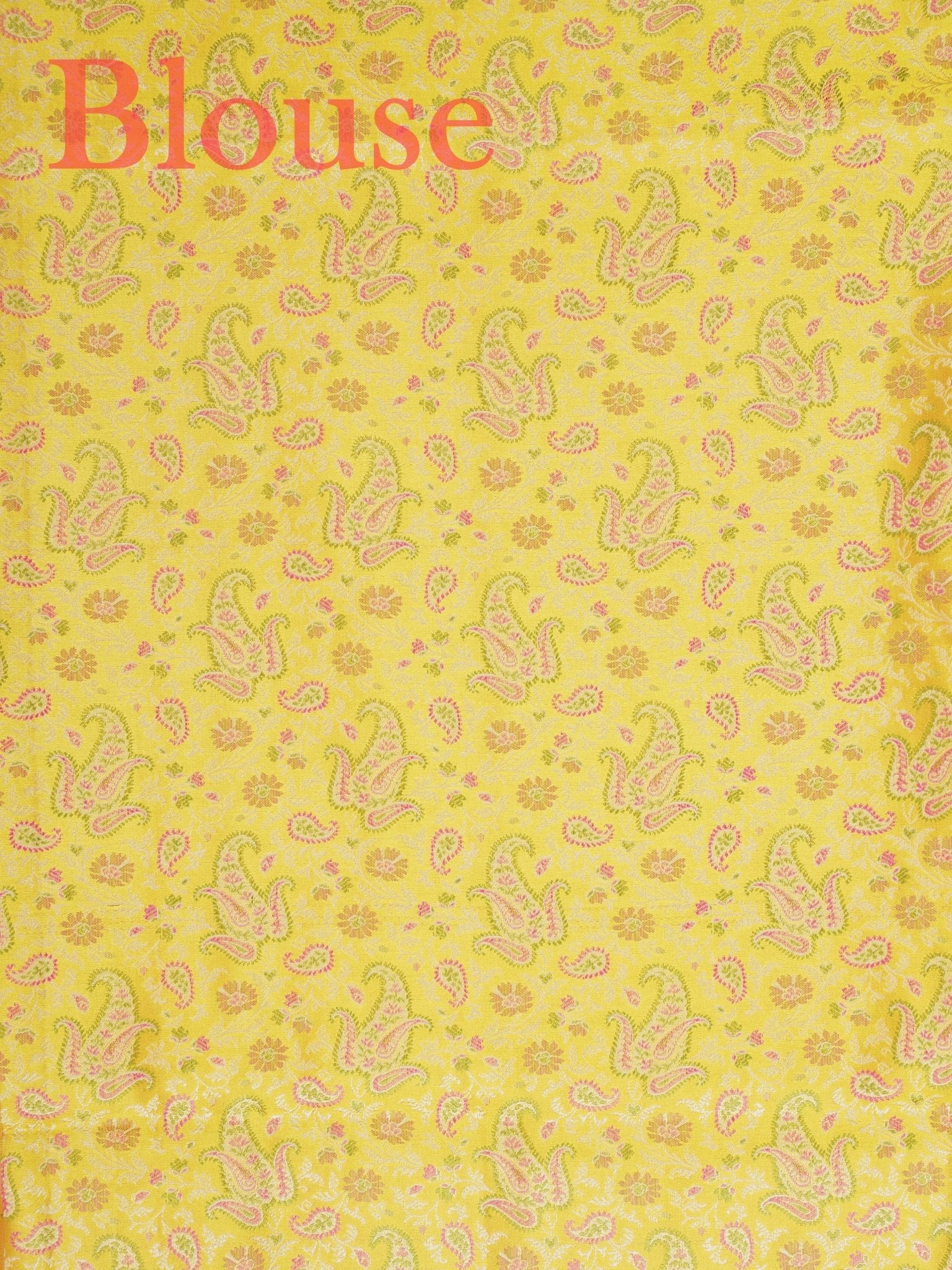 Katan Yellow Semi Mushru - Manoranjitham Weaves - Handloom Store