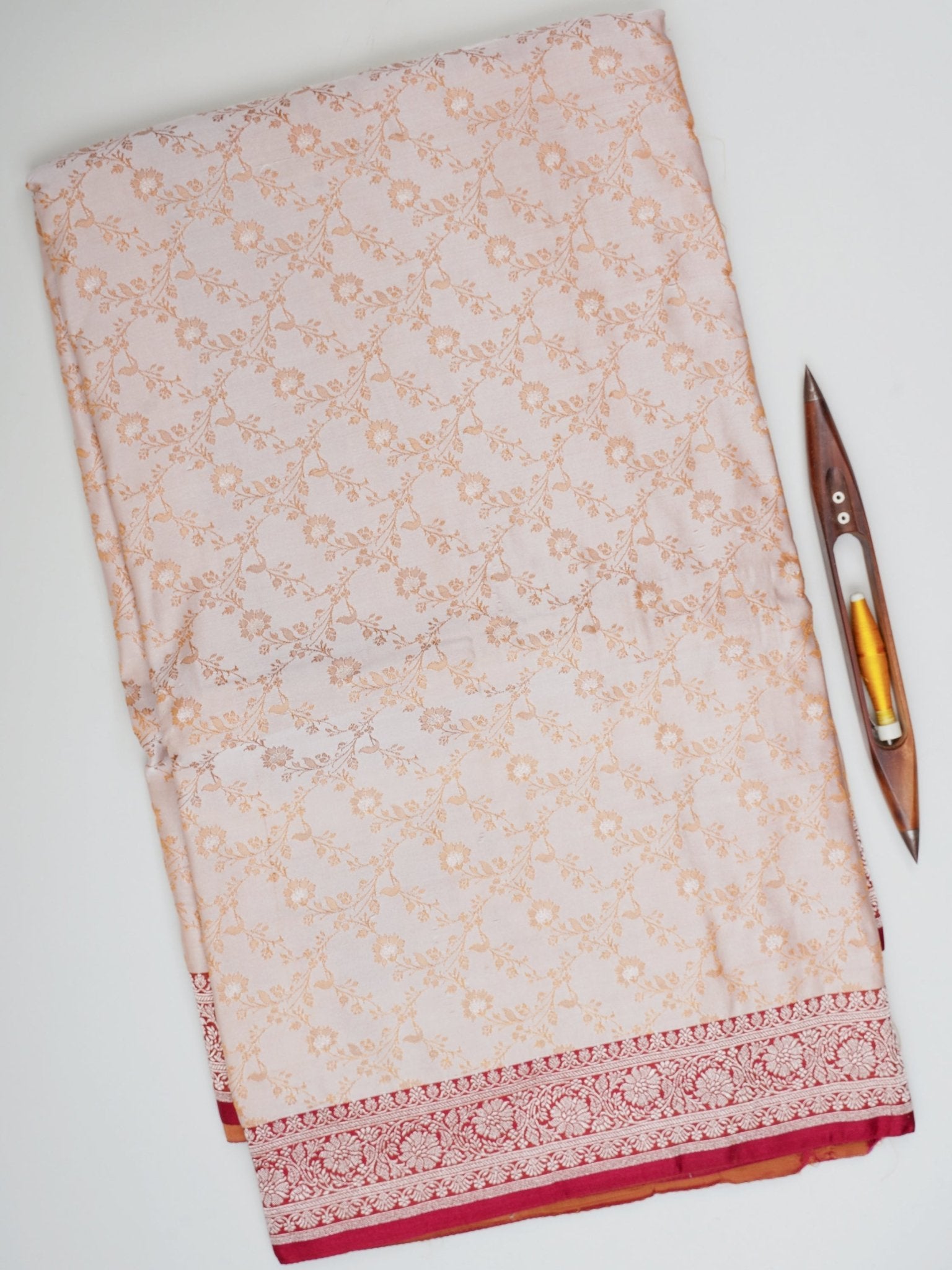 Katan Cream Katan Semi Silk - Manoranjitham Weaves - Handloom Store