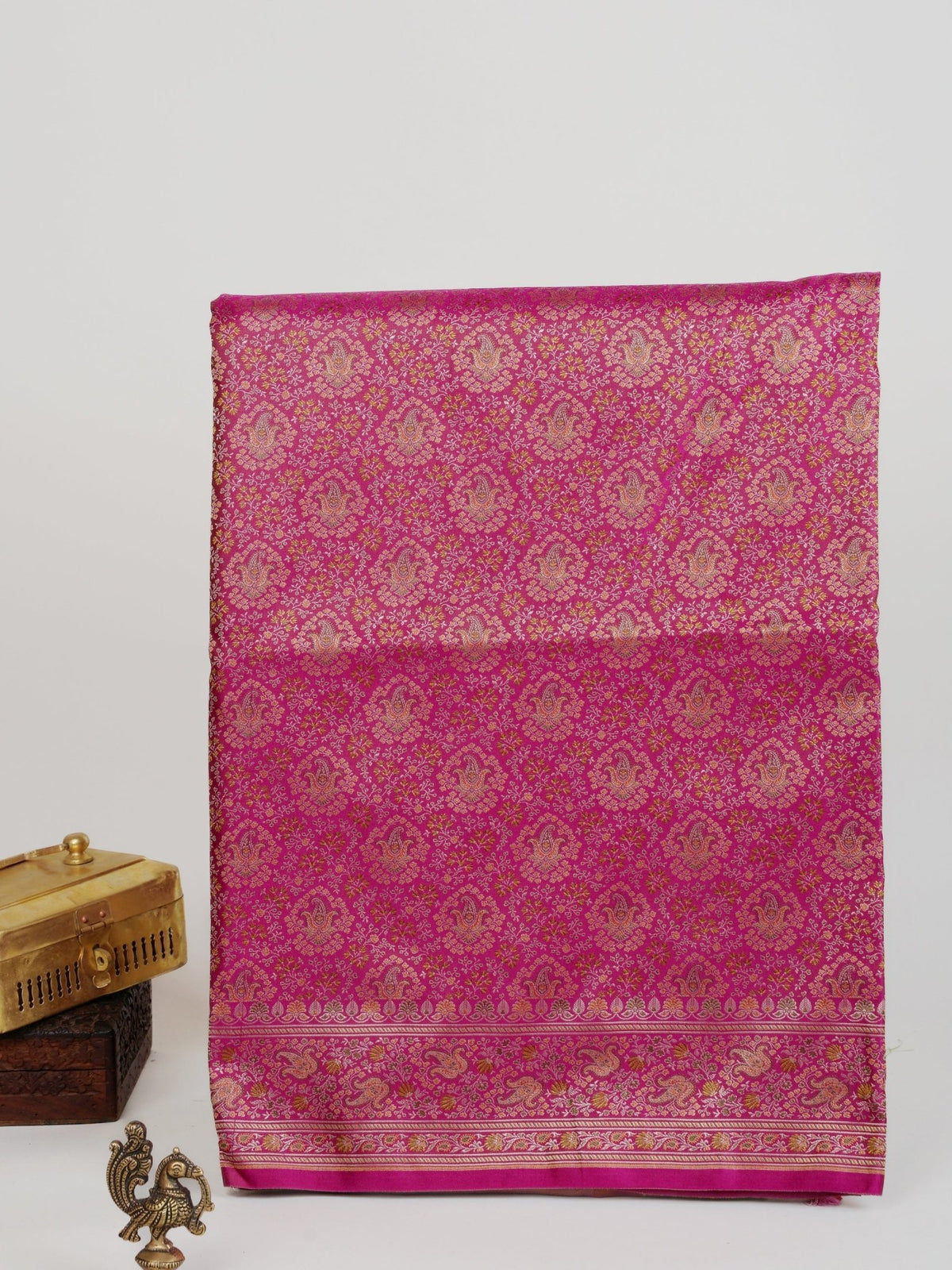 Katan Pink Semi Mushru - Manoranjitham Weaves - Handloom Store