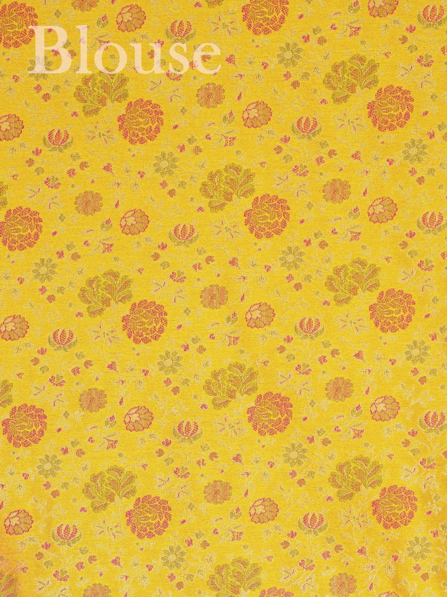 Katan Yellow Semi Mushru - Manoranjitham Weaves - Handloom Store