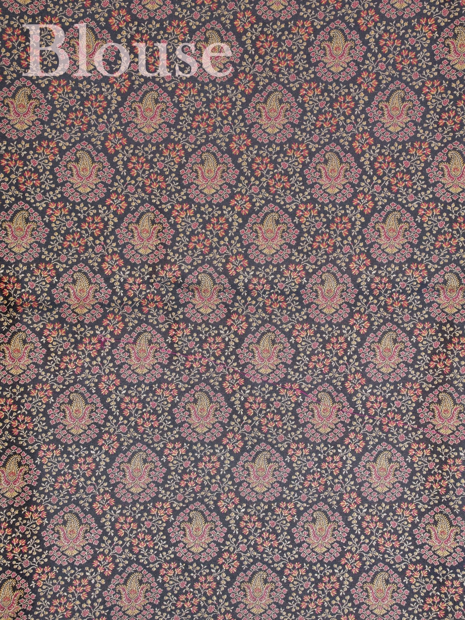 Katan Black Semi Mushru - Manoranjitham Weaves - Handloom Store