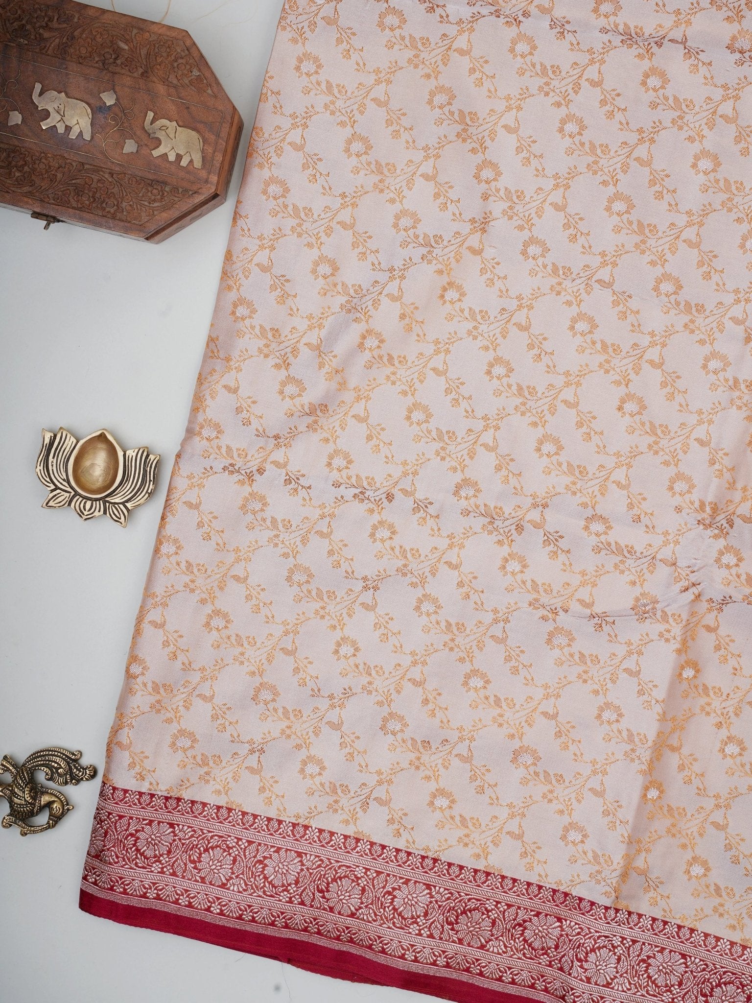 Katan Cream Katan Semi Silk - Manoranjitham Weaves - Handloom Store