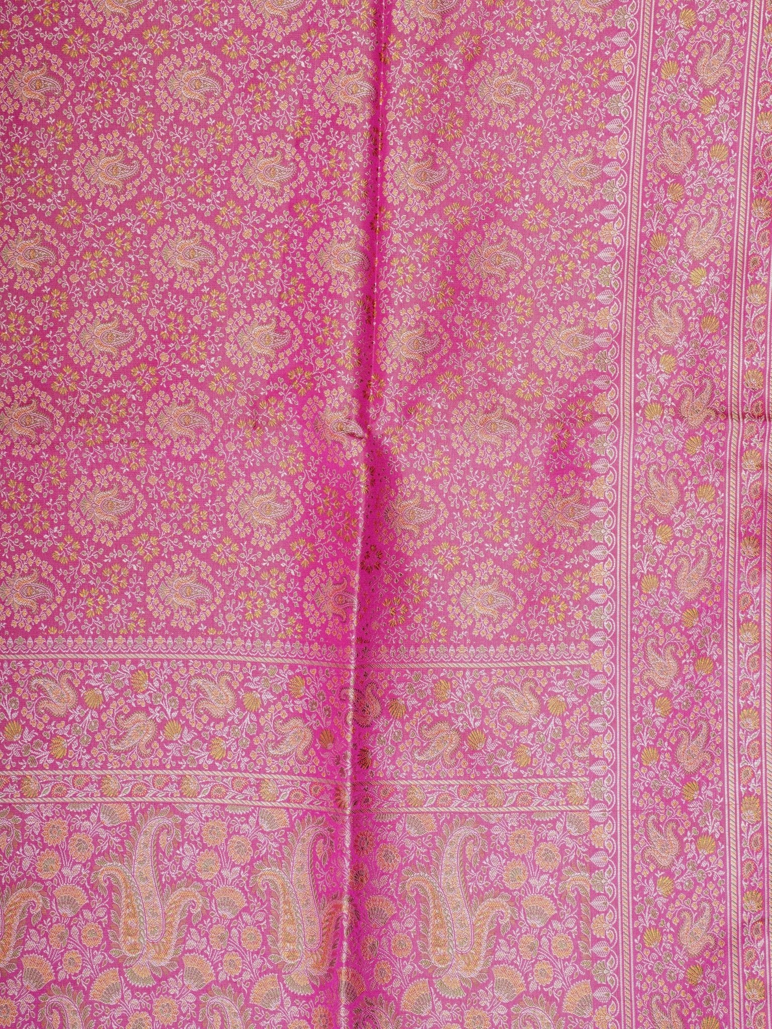 Katan Pink Semi Mushru - Manoranjitham Weaves - Handloom Store