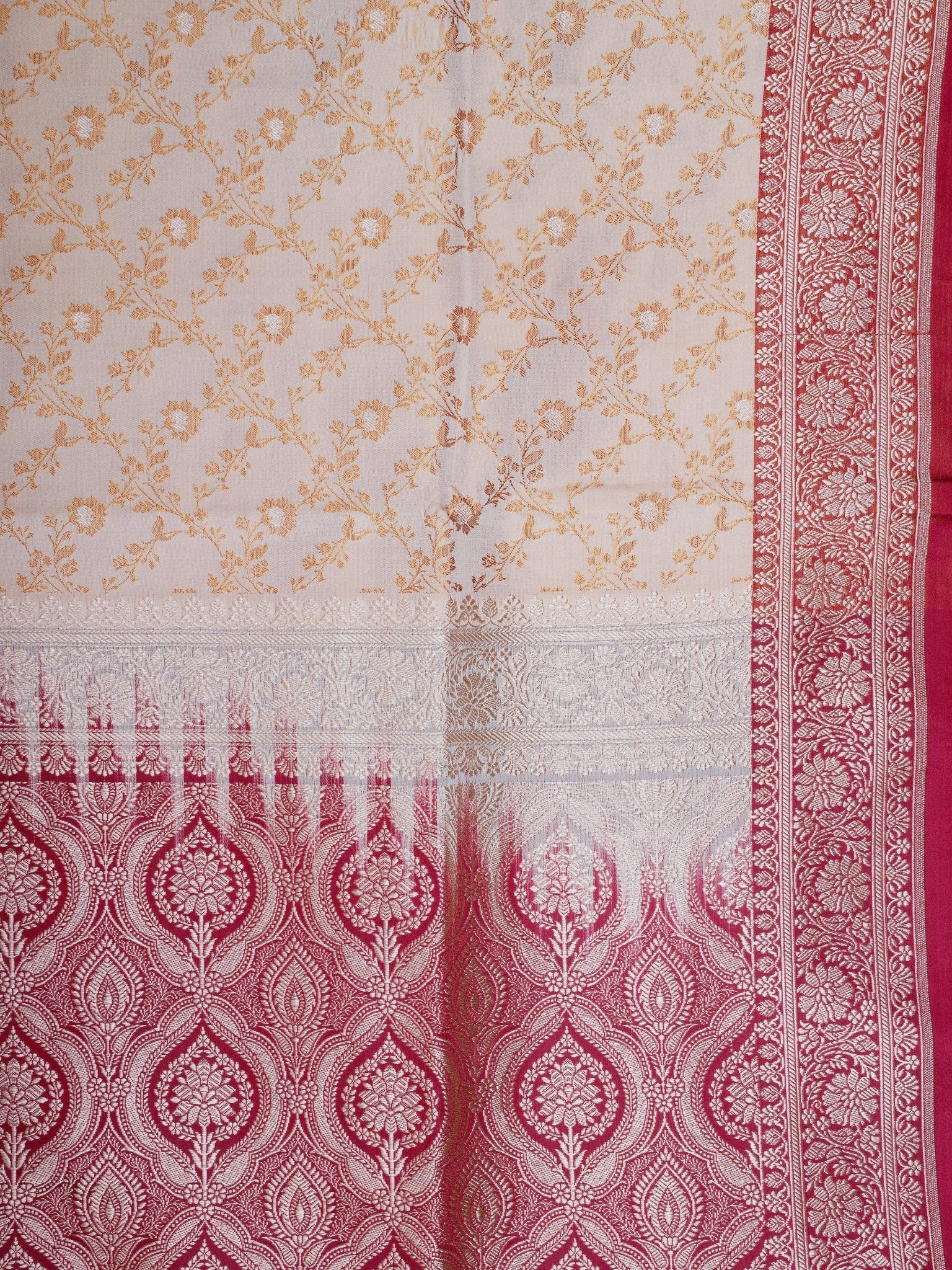 Katan Cream Katan Semi Silk - Manoranjitham Weaves - Handloom Store