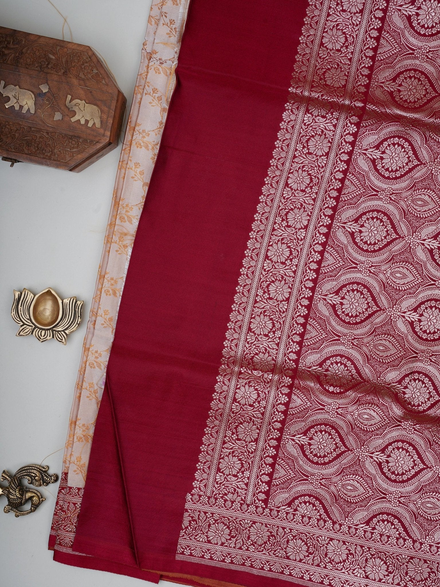 Katan Cream Katan Semi Silk - Manoranjitham Weaves - Handloom Store