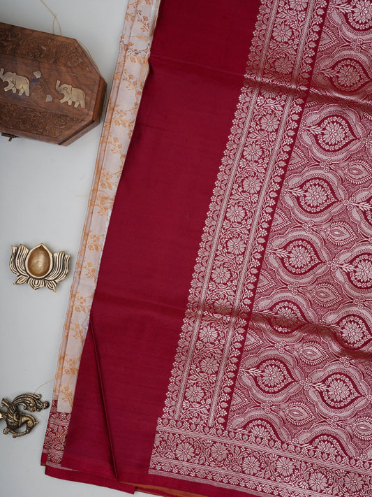 Katan Cream Katan Semi Silk - Manoranjitham Weaves - Handloom Store