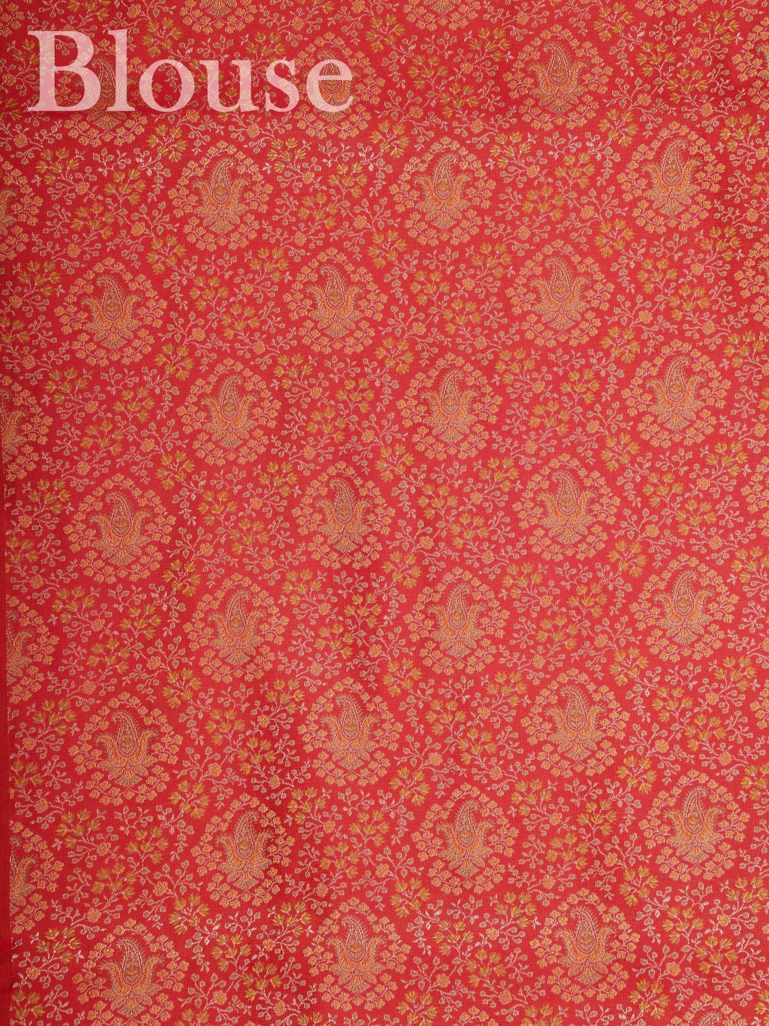 Katan Red Semi Mushru - Manoranjitham Weaves - Handloom Store