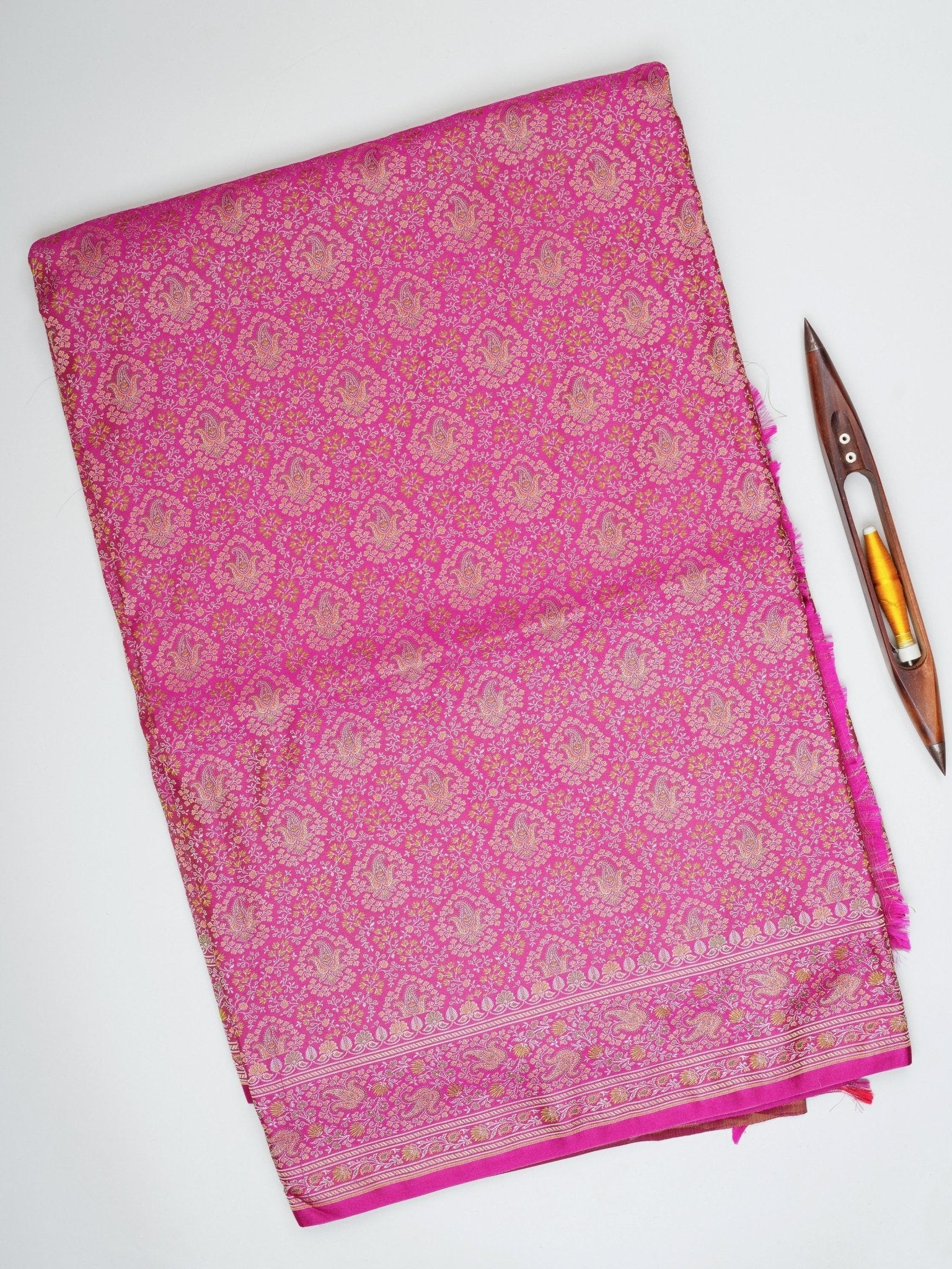 Katan Pink Semi Mushru - Manoranjitham Weaves - Handloom Store