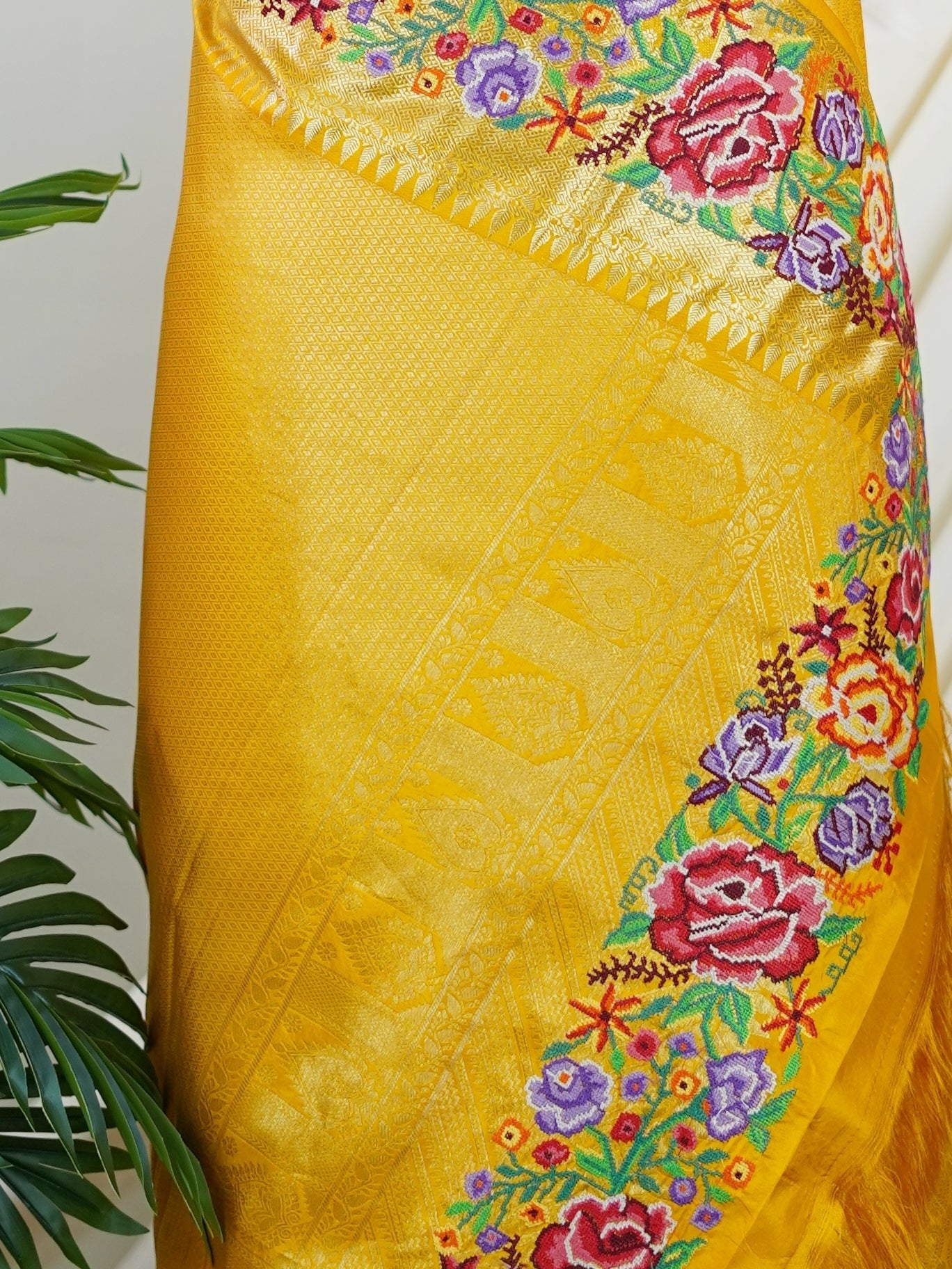 Kanchipuram Silk Mustard 100% Pure Silk  - Manoranjitham Weaves - Handloom Store