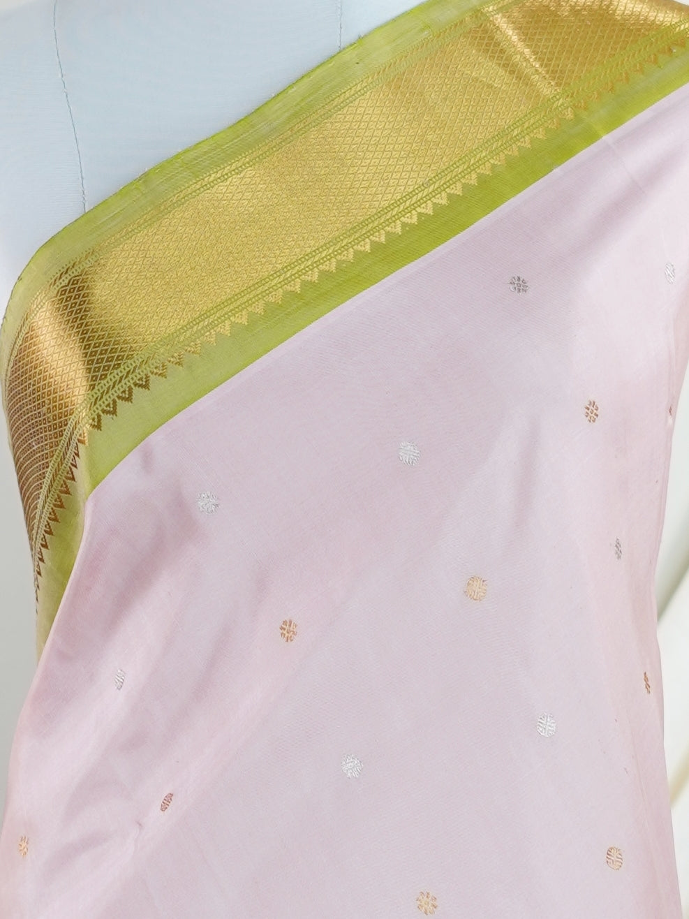 Gadwal Silk Dusty Pink 100% Pure Silk  - Manoranjitham Weaves - Handloom Store