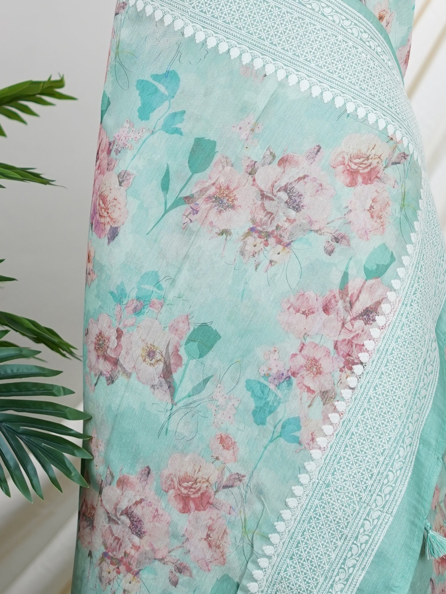 Tussars Green Semi Tussar - Manoranjitham Weaves - Handloom Store